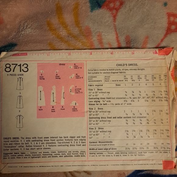 Simplicity vintage pattern size 4 8713 🌼🌺💐🌻🌷 - Picture 2 of 4